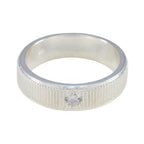 Cubic zirconia CZ Solitaire Moroccan Sterling Silver White Gemstone Mid weight Romantic Band Jewelry