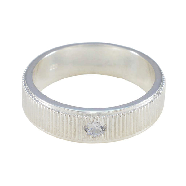 Cubic zirconia CZ Solitaire Moroccan Sterling Silver White Gemstone Mid weight Romantic Band Jewelry