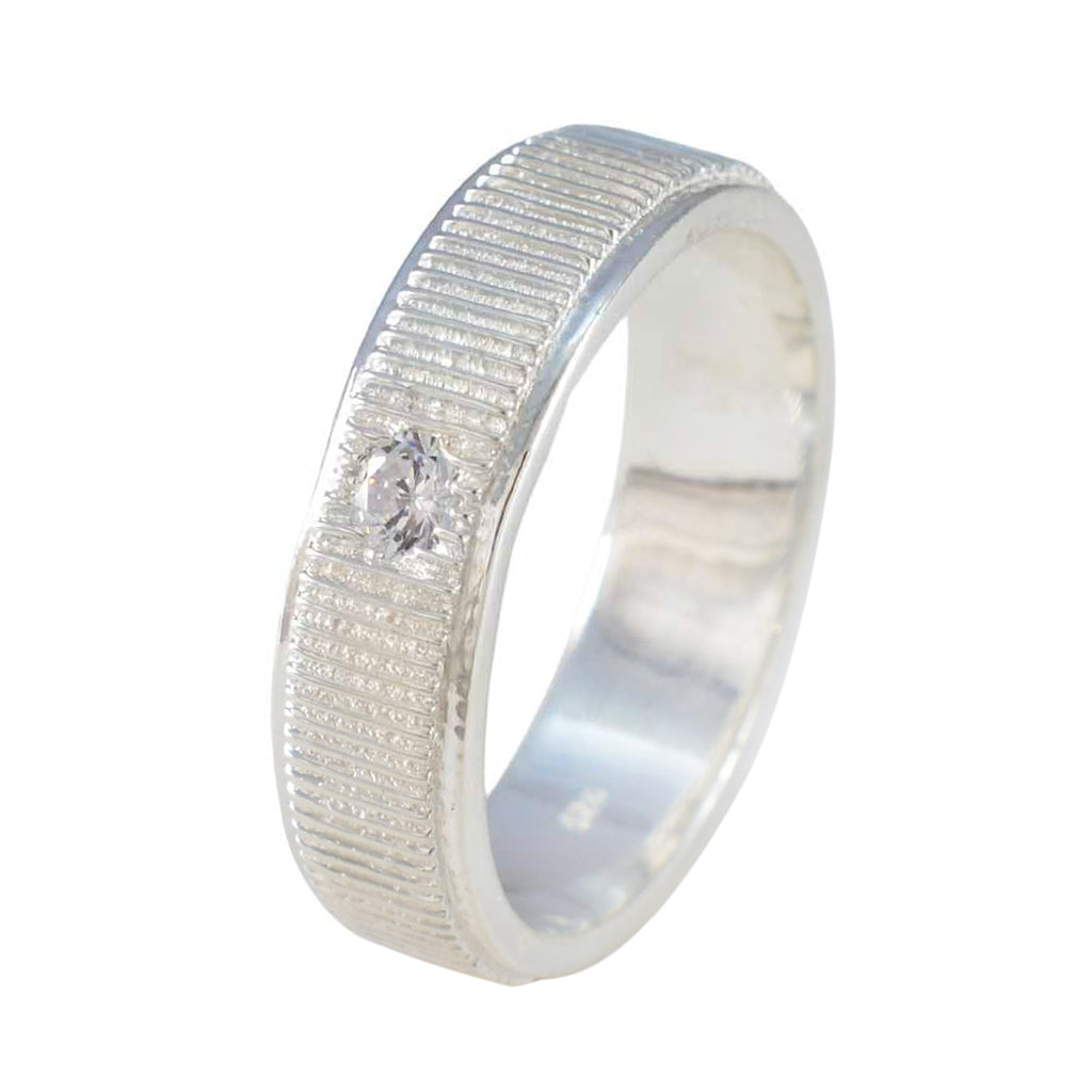 Cubic zirconia CZ Solitaire Moroccan Sterling Silver White Gemstone Mid weight Romantic Band Jewelry