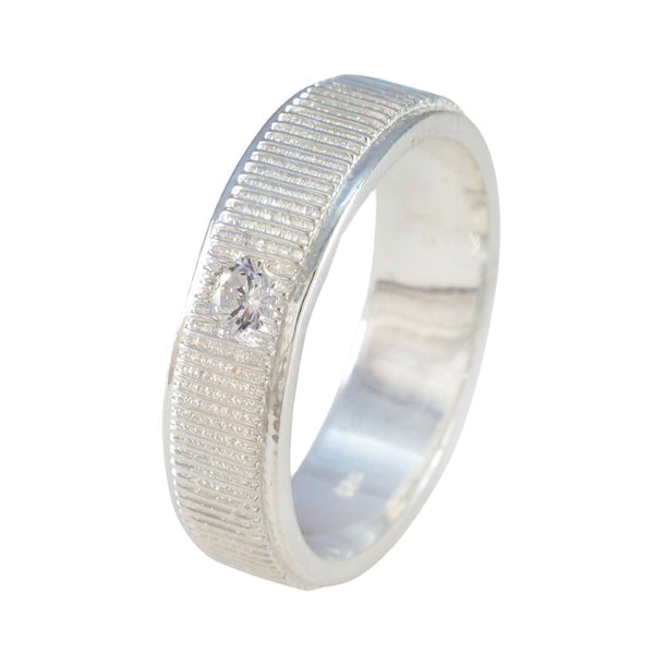Cubic zirconia CZ Solitaire Moroccan Sterling Silver White Gemstone Mid weight Romantic Band Jewelry