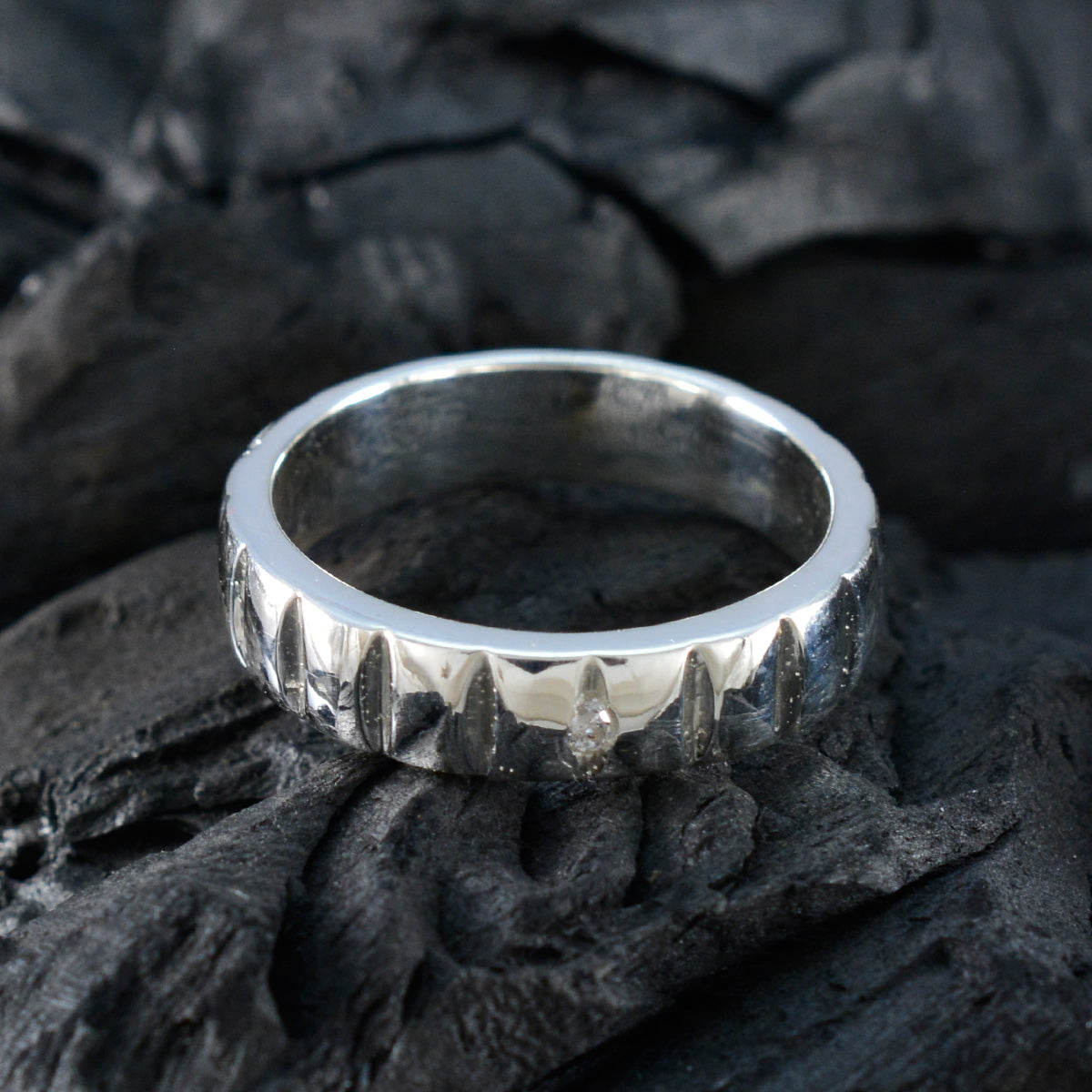 Cubic zirconia CZ Solitaire Egyptian 925 Silver White Gemstones Minimal Romantic Band Jewellery