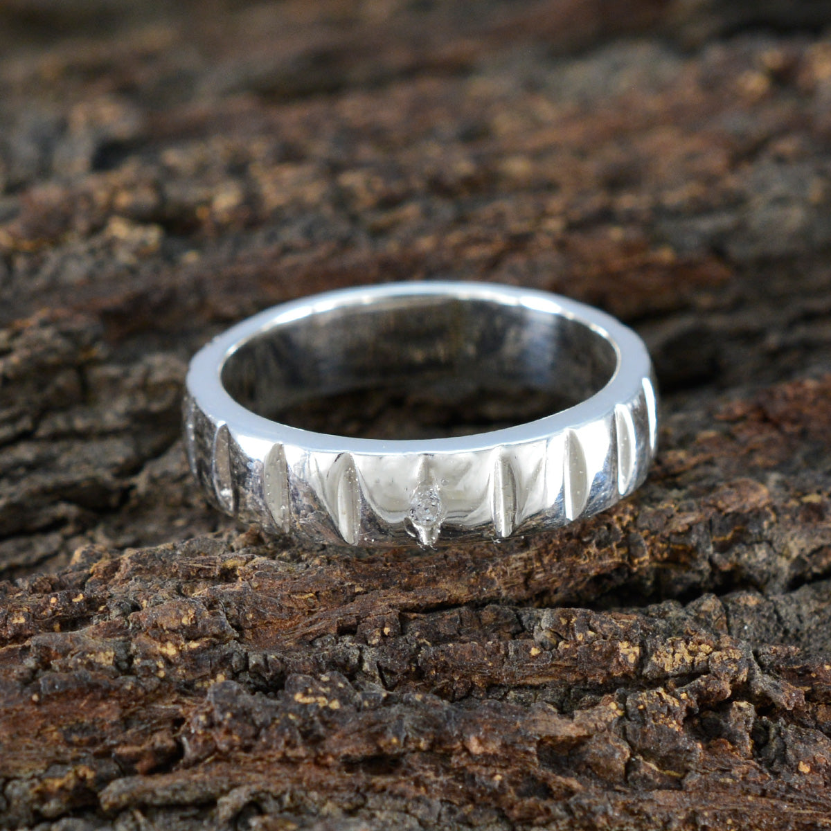 Cubic zirconia CZ Solitaire Egyptian 925 Silver White Gemstones Minimal Romantic Band Jewellery