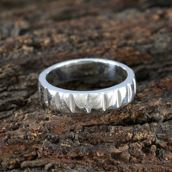 Cubic zirconia CZ Solitaire Egyptian 925 Silver White Gemstones Minimal Romantic Band Jewellery