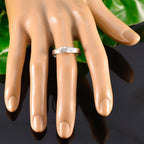 Cubic zirconia CZ Solitaire French 92.5 Silver White Gems Slim Abstract Ring Jewelry