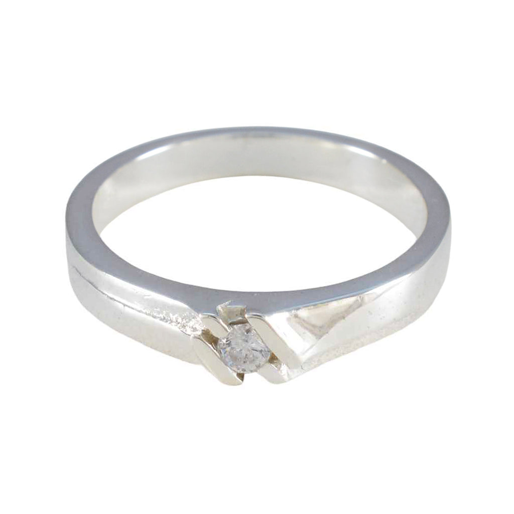 Cubic zirconia CZ Solitaire French 92.5 Silver White Gems Slim Abstract Ring Jewelry