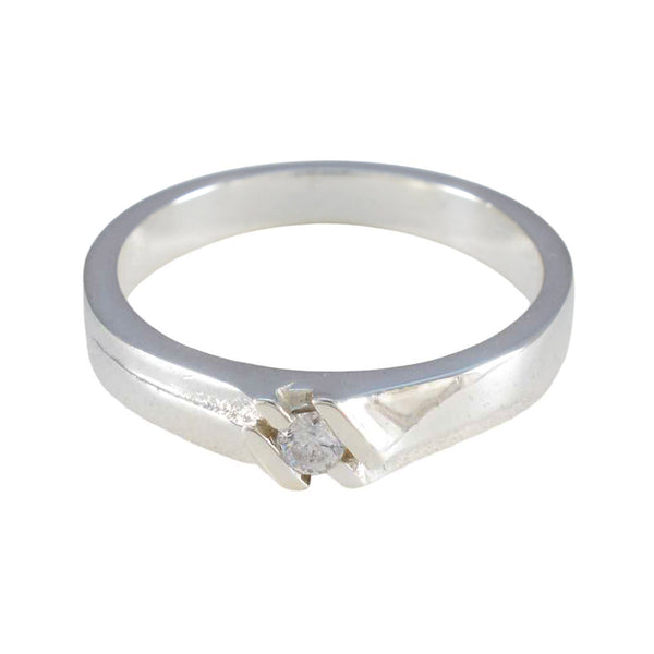 Cubic zirconia CZ Solitaire French 92.5 Silver White Gems Slim Abstract Ring Jewelry