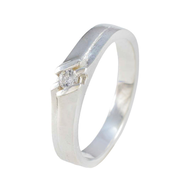 Cubic zirconia CZ Solitaire French 92.5 Silver White Gems Slim Abstract Ring Jewelry