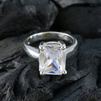 Cubic zirconia CZ Solitaire Russian 925 Silver White Gemstone Minimal Feminine Ring Jewelry