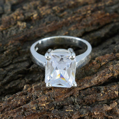 Cubic zirconia CZ Solitaire Russian 925 Silver White Gemstone Minimal Feminine Ring Jewelry