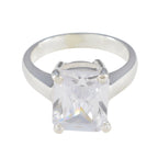 Cubic zirconia CZ Solitaire Russian 925 Silver White Gemstone Minimal Feminine Ring Jewelry