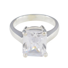 Cubic zirconia CZ Solitaire Russian 925 Silver White Gemstone Minimal Feminine Ring Jewelry