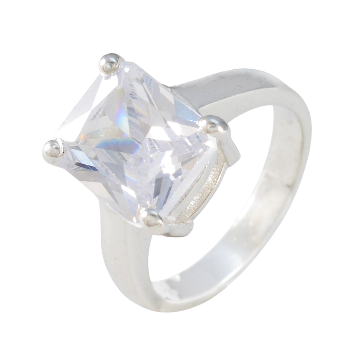 Cubic zirconia CZ Solitaire Russian 925 Silver White Gemstone Minimal Feminine Ring Jewelry