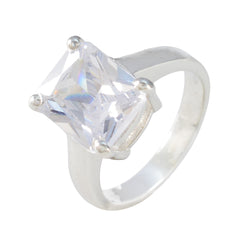 Cubic zirconia CZ Solitaire Russian 925 Silver White Gemstone Minimal Feminine Ring Jewelry