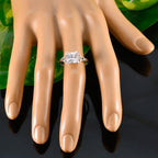 Cubic zirconia CZ Solitaire German Sterling Silver White Gemstones Featherlight Trendy Ring Jewelry