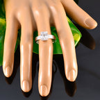 Cubic zirconia CZ Solitaire African Silver White Gems Classic Trendy Ring Jewelry