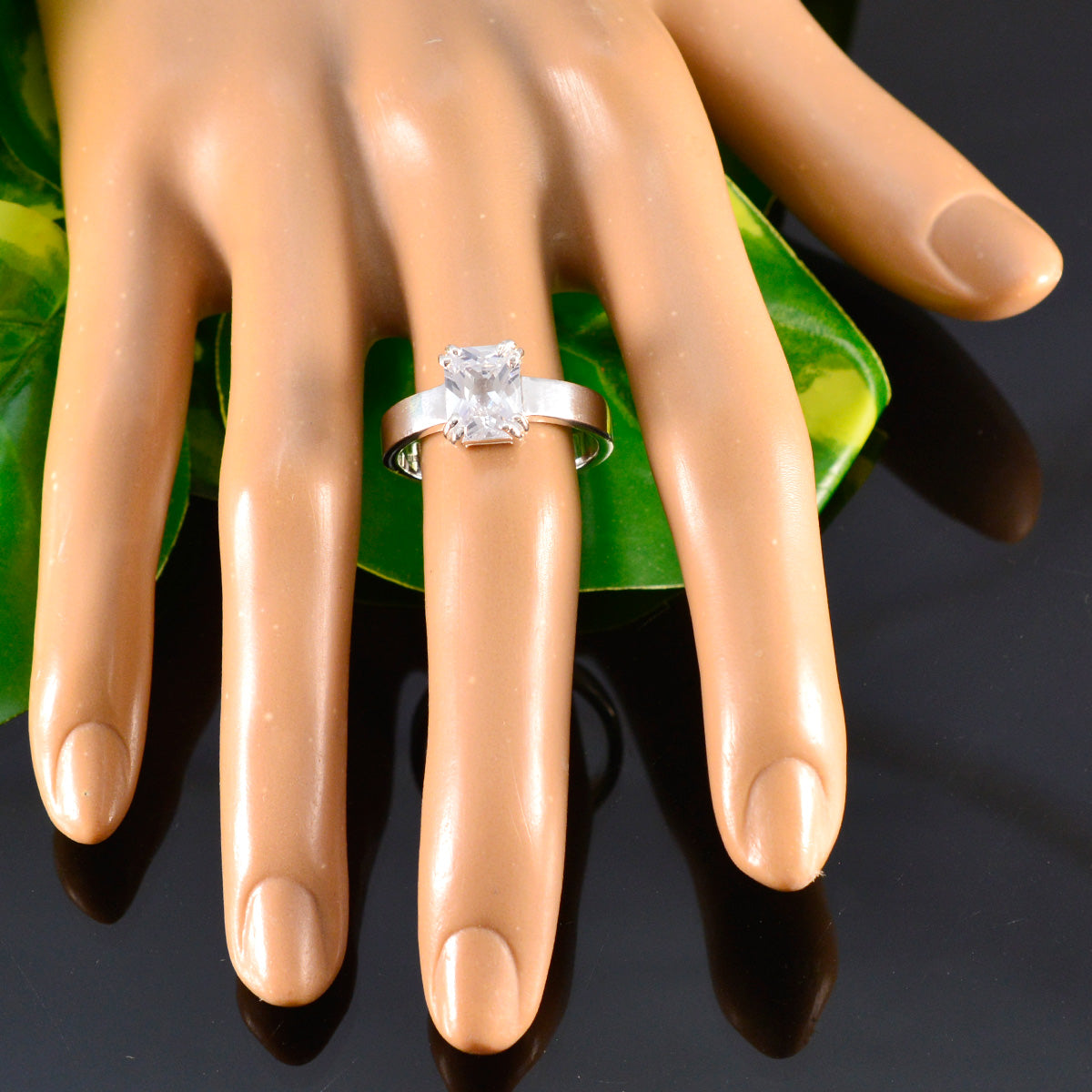 Cubic zirconia CZ Solitaire African Silver White Gems Classic Trendy Ring Jewelry