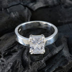 Cubic zirconia CZ Solitaire African Silver White Gems Classic Trendy Ring Jewelry