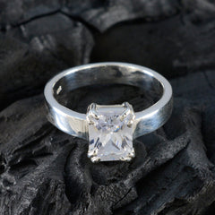 Cubic zirconia CZ Solitaire African Silver White Gems Classic Trendy Ring Jewelry