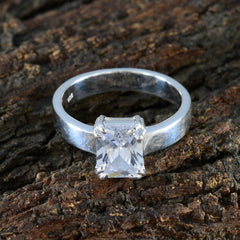 Cubic zirconia CZ Solitaire African Silver White Gems Classic Trendy Ring Jewelry