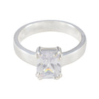 Cubic zirconia CZ Solitaire African Silver White Gems Classic Trendy Ring Jewelry