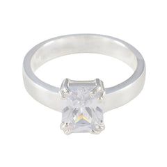 Cubic zirconia CZ Solitaire African Silver White Gems Classic Trendy Ring Jewelry