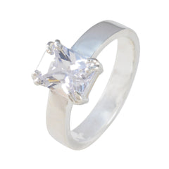 Cubic zirconia CZ Solitaire African Silver White Gems Classic Trendy Ring Jewelry
