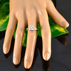 Cubic zirconia CZ Solitaire Indian Silver White Gems Featherlight Modern Ring Jewellery