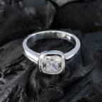 Cubic zirconia CZ Solitaire Indian Silver White Gems Featherlight Modern Ring Jewellery