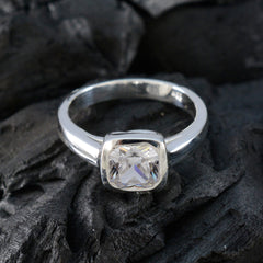 Cubic zirconia CZ Solitaire Indian Silver White Gems Featherlight Modern Ring Jewellery