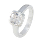 Cubic zirconia CZ Solitaire Indian Silver White Gems Featherlight Modern Ring Jewellery