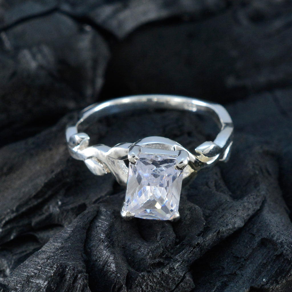 Cubic zirconia CZ Solitaire Japanese Sterling Silver White Gemstone Whisper thin Artisan Ring Jewelry