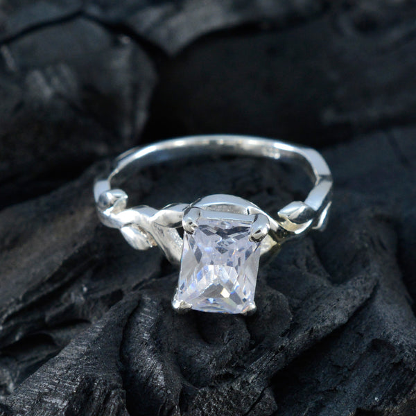 Cubic zirconia CZ Solitaire Japanese Sterling Silver White Gemstone Whisper thin Artisan Ring Jewelry