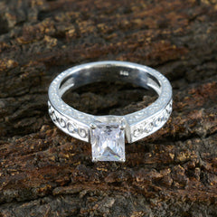 Cubic zirconia CZ Solitaire Moroccan 925 Sterling Silver White Gemstone Eye catching Modern Ring Jewellery