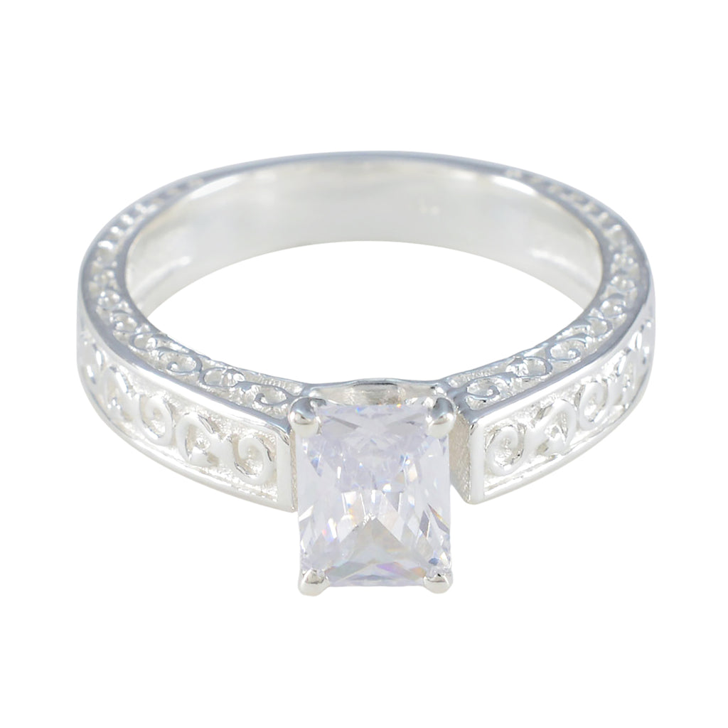 Cubic zirconia CZ Solitaire Moroccan 925 Sterling Silver White Gemstone Eye catching Modern Ring Jewellery