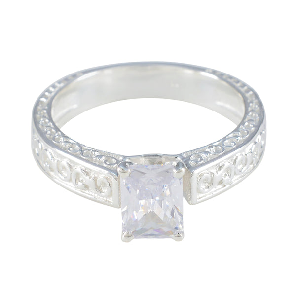 Cubic zirconia CZ Solitaire Moroccan 925 Sterling Silver White Gemstone Eye catching Modern Ring Jewellery