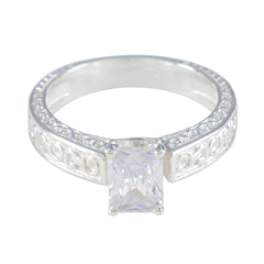 Cubic zirconia CZ Solitaire Moroccan 925 Sterling Silver White Gemstone Eye catching Modern Ring Jewellery