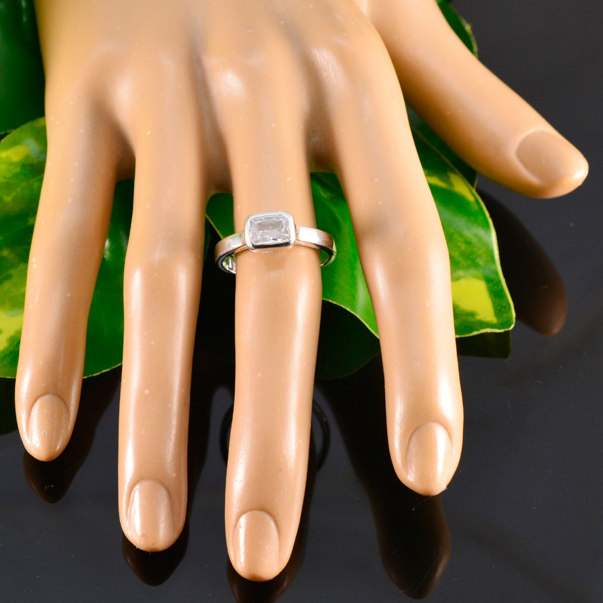 Zirkonia CZ Solitär Deutsch 925 Silber Weiß Edelstein Federleicht Abstrakt Ring Schmuck