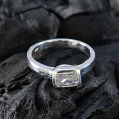 Zirkonia CZ Solitär Deutsch 925 Silber Weiß Edelstein Federleicht Abstrakt Ring Schmuck