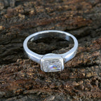 Cubic zirconia CZ Solitaire German 925 Silver White Gemstone Featherlight Abstract Ring Jewelry