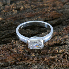 Zirkonia CZ Solitär Deutsch 925 Silber Weiß Edelstein Federleicht Abstrakt Ring Schmuck