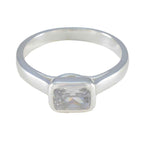 Cubic zirconia CZ Solitaire German 925 Silver White Gemstone Featherlight Abstract Ring Jewelry