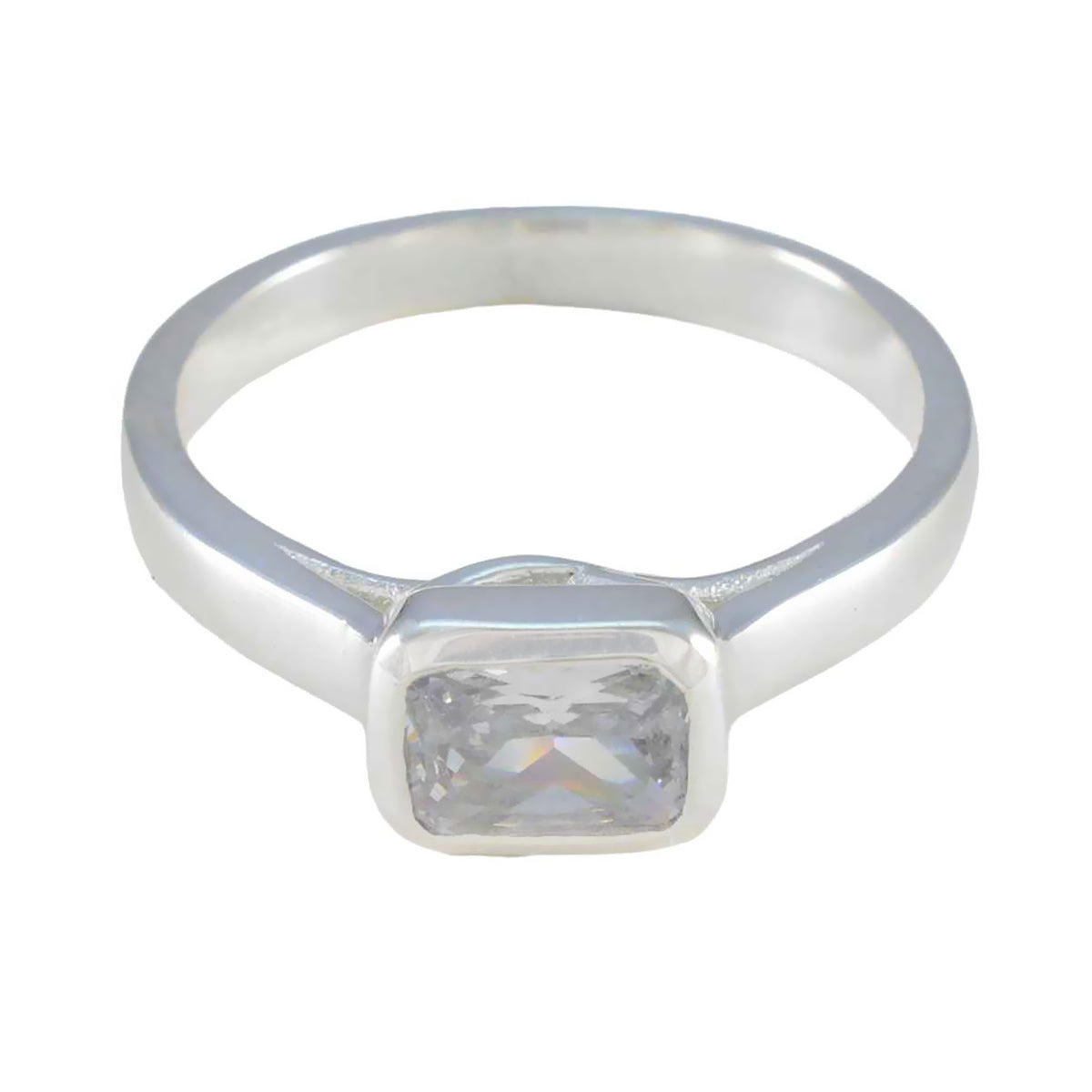 Zirkonia CZ Solitär Deutsch 925 Silber Weiß Edelstein Federleicht Abstrakt Ring Schmuck