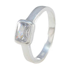 Cubic zirconia CZ Solitaire German 925 Silver White Gemstone Featherlight Abstract Ring Jewelry