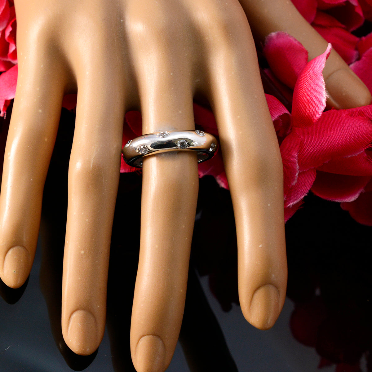 Cubic zirconia CZ multiple Moroccan 925 Sterling Silver White Gems Tiny Eternity Band Jewellery