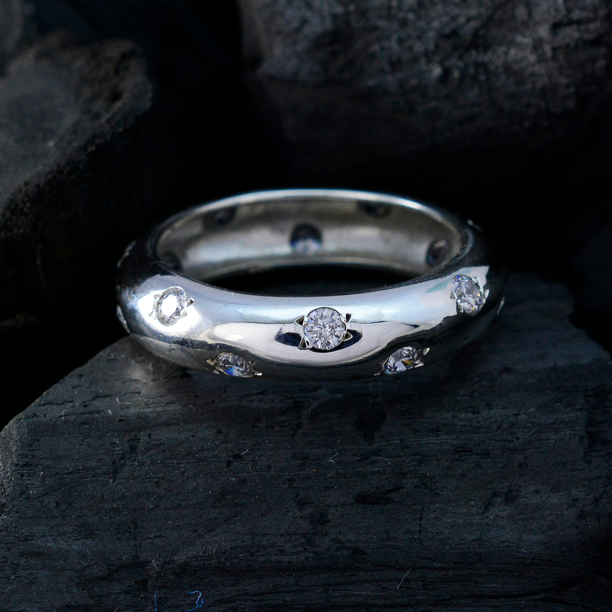 Cubic zirconia CZ multiple Moroccan 925 Sterling Silver White Gems Tiny Eternity Band Jewellery