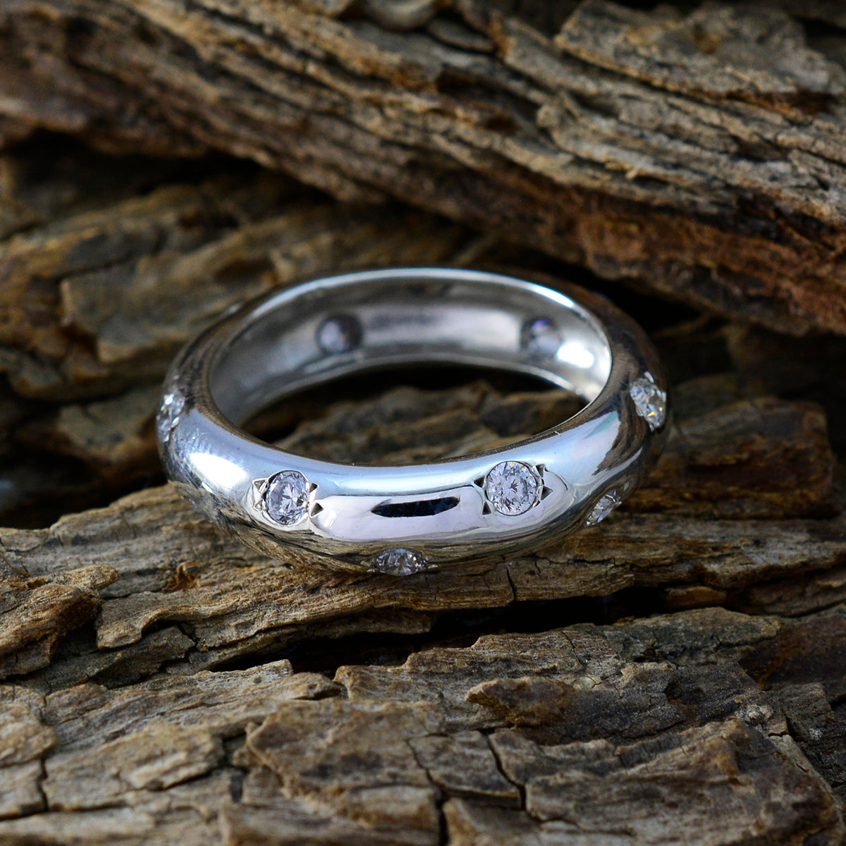 Cubic zirkonia CZ meerdere Marokkaanse 925 sterling zilver witte edelstenen kleine eternity band sieraden Secundaire afbeelding