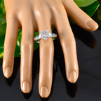 Cubic zirconia CZ Penta French Sterling Silver White Gems Tiny Glamorous Ring Jewelry