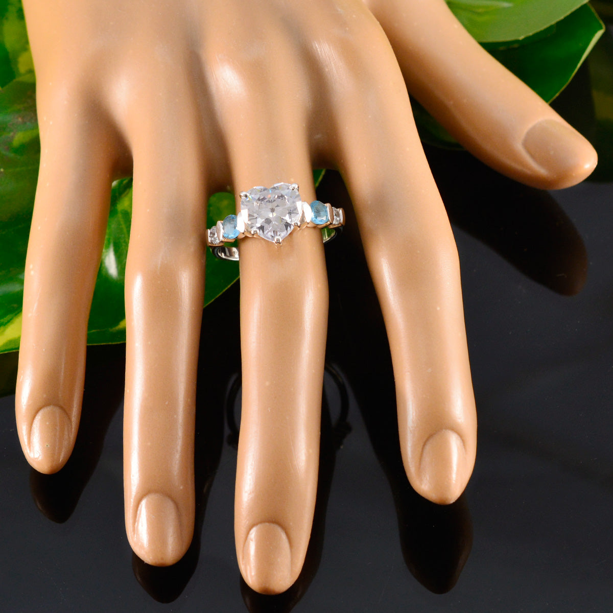 Cubic zirconia CZ Penta French Sterling Silver White Gems Tiny Glamorous Ring Jewelry