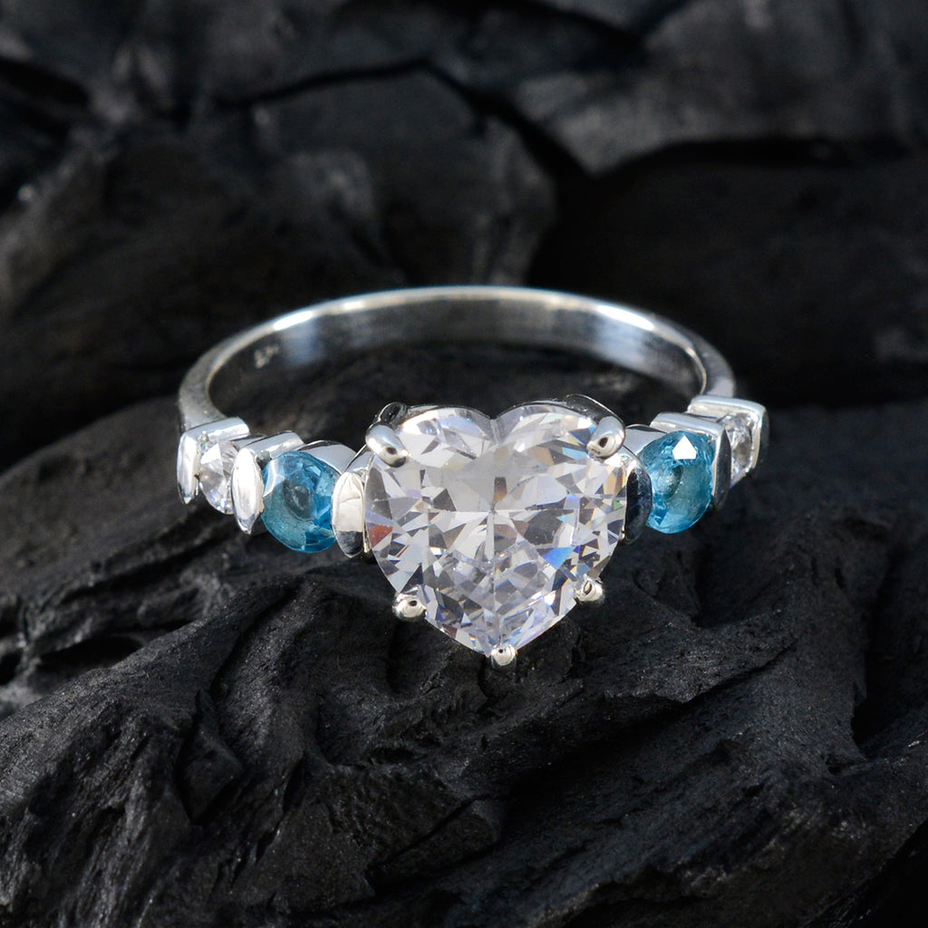 Cubic zirconia CZ Penta French Sterling Silver White Gems Tiny Glamorous Ring Jewelry