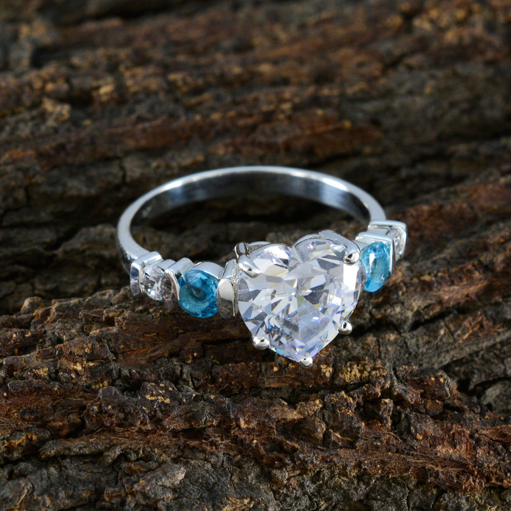 Cubic zirconia CZ Penta French Sterling Silver White Gems Tiny Glamorous Ring Jewelry